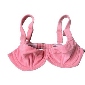 Victoria’s Secret Swim Solid Pink Terry Cloth Bikini Top Size 34B NEW $50 Barbie